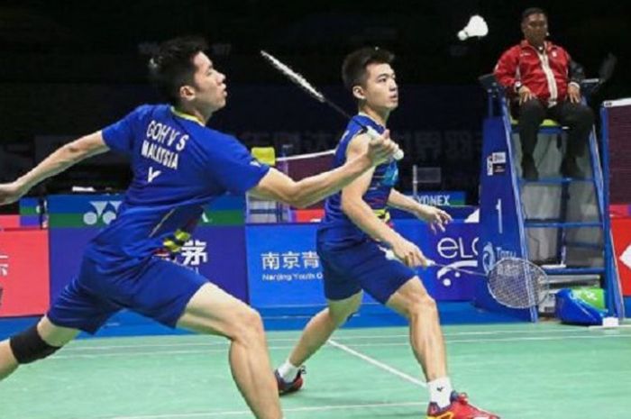 Pasangan ganda putra Malaysia, Goh V Shem/Tan Wee Kiong.