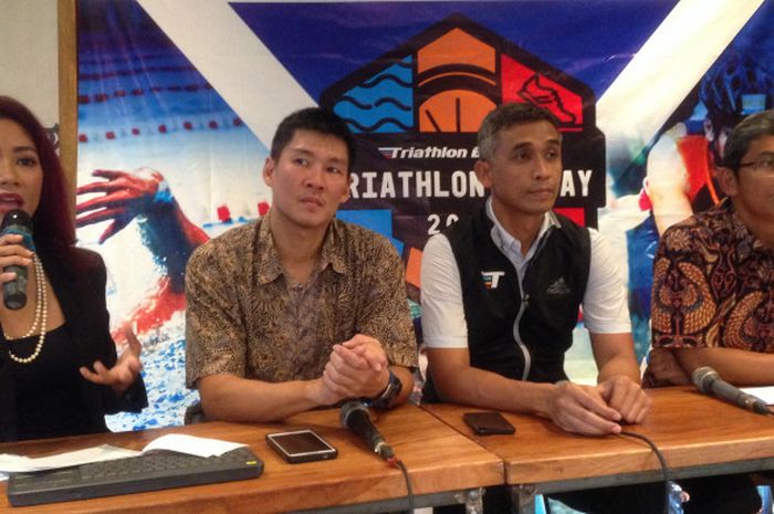 Konferensi pers Triathlon Buddies Relay 2017 di Jakarta, Rabu (8/11/2017) sore WIB.