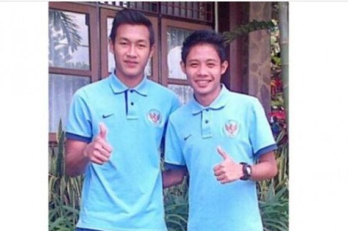 Hansamu Yama berfoto dengan Evan Dimas