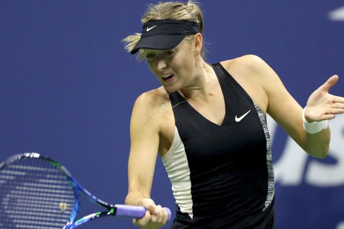 Maria Sharapova ketika bertanding pada fase 16 besar US Open 2018 yang digelar Senin (3/9/2018) waktu Amerika Serikat.