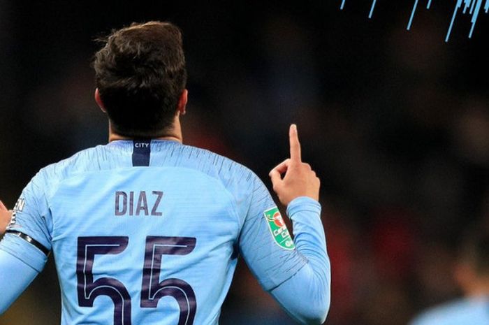 Penyerang Manchester City, Brahim Diaz, merayakan gol yang dicetak ke gawang Fulham dalam laga babak 16 besar Piala Liga Inggris di Stadion Etihad, Manchester pada 1 November 2018.