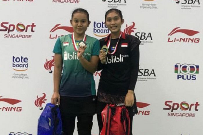 Pemain tunggal putri Indonesia, Choirunnisa (kanan), berhasil menjuarai Singapore International Series 2018 pada Minggu (21/10/2018).