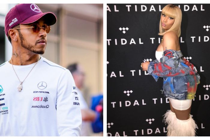 Kolase Lewis Hamilton (kiri) dan Nicki Minaj