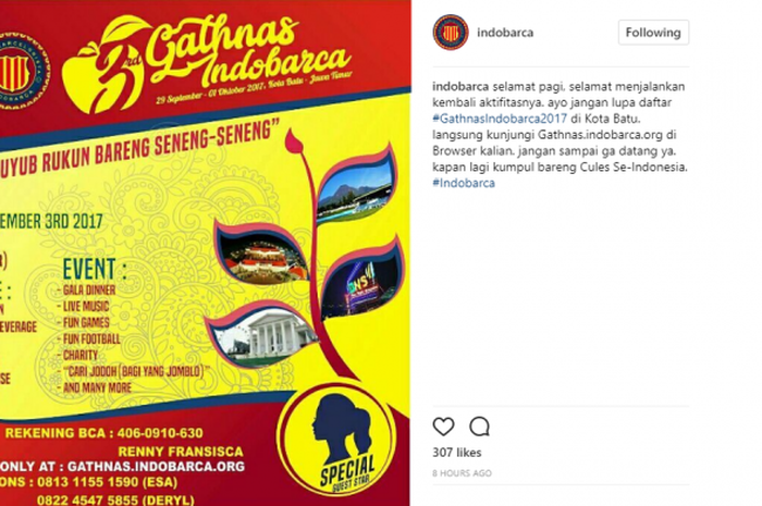 Poster Gathering Nasional Ketiga Indobarca yang akan diadakan di Malang, Jawa Timur