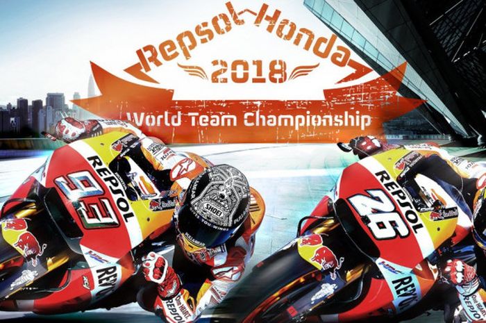 Marc Marquez (kiri) dan Dani Pedrosa (kanan) sukses membawa Tim Repsol Honda menjadi juara dunia tim MotoGP 2018.