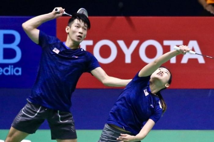 Pasangan ganda campuran Malaysia, Chan Peng Soon/Goh Liu Ying, pada final Thailand Masters 2019 di I