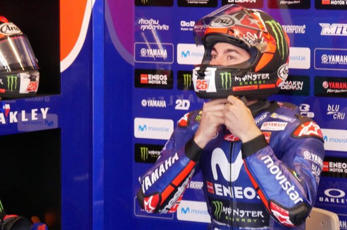 Maverick Vinales (Movistar Yamaha) saat bersiap untuk beraksi pada sesi kualifikasi MotoGP Americas 2018, Sabtu (21/4/2018) waktu Amerika Serikat.