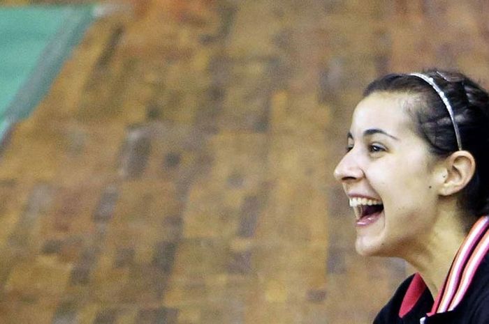 Carolina Marin, saat berlatih di Pelatnas Cipayung, Jakarta, Rabu (25/5/2016).