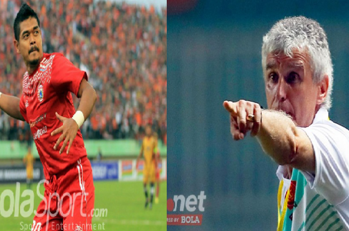 Kolase foto striker Persija, Bambang Pamungkas, dengan Ivan Kolev.