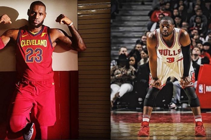 LeBron James (kiri) dan Dwyane Wade (kanan) menyempatkan diri untuk berlatih bersama meskipun sudah tidak membela satu tim yang sama.