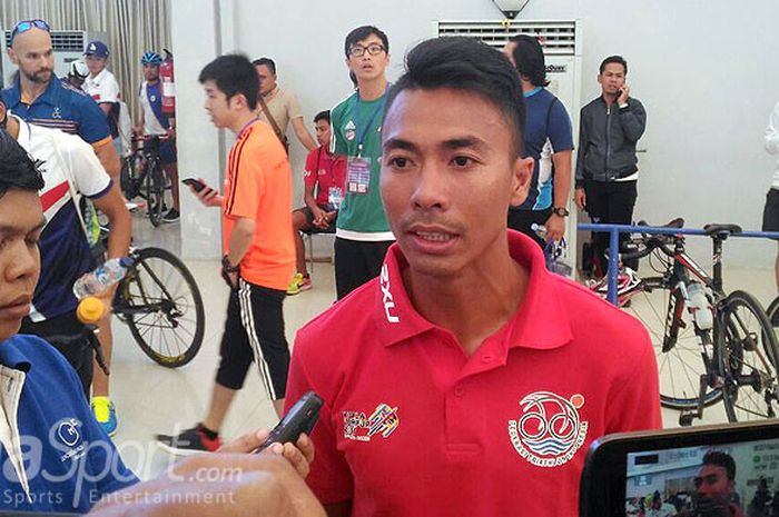Jauhari Johan, atlet triathlon Indonesia asal Suamtera Selatan siap turun untuk merebut medali pada Asian Games 18 Agustus 2018.