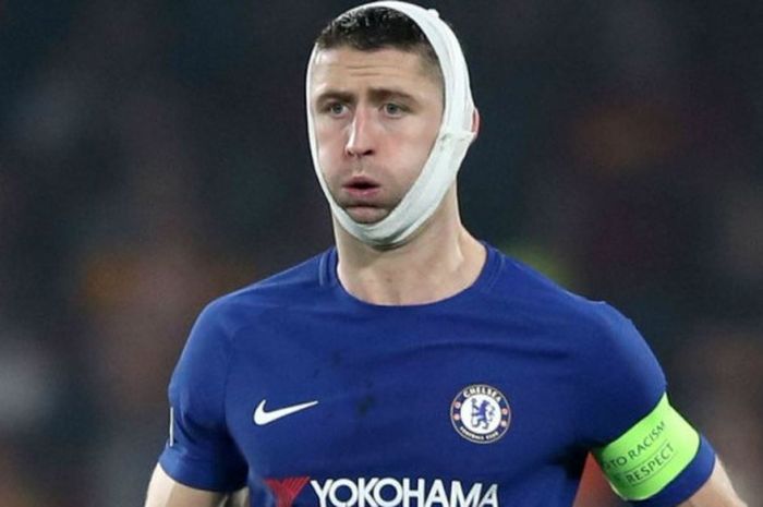 Gary Cahill dalam laga Chelsea vs AS Roma di Liga Champions, Rabu, 18 Oktober 2017