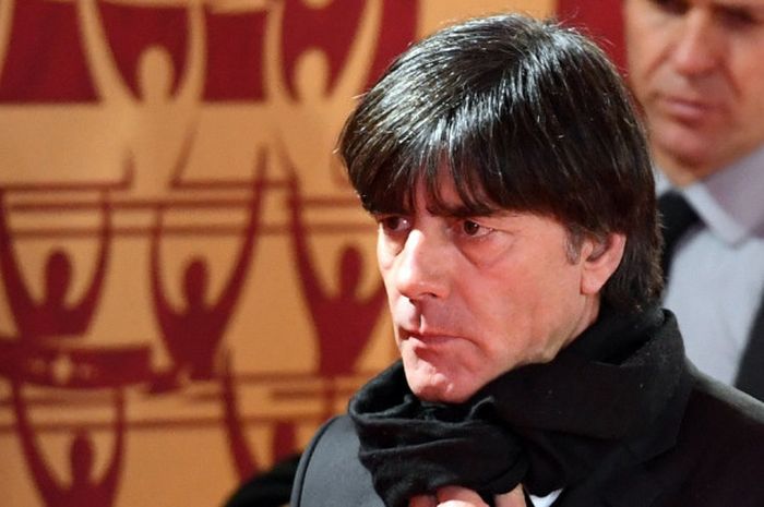 Pelatih Jerman, Joachim Loew, menghadiri acara pengundian fase grup Piala Dunia 2018 di State Kremlin Palace, Moskwa, Rusia, pada 1 Desember 2017.