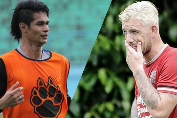 Pemain Borneo FC, M Ridhuan dan Pemain Bali United, Kevin Brands