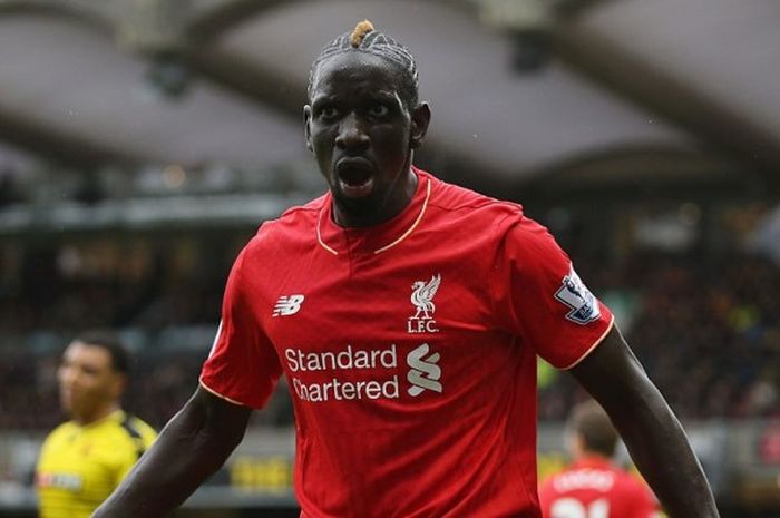 Reaksi Mamadou Sakho dalam laga Premier League antara Watford dan Liverpool, di Vicarage Road, 20 Desember 2015. 