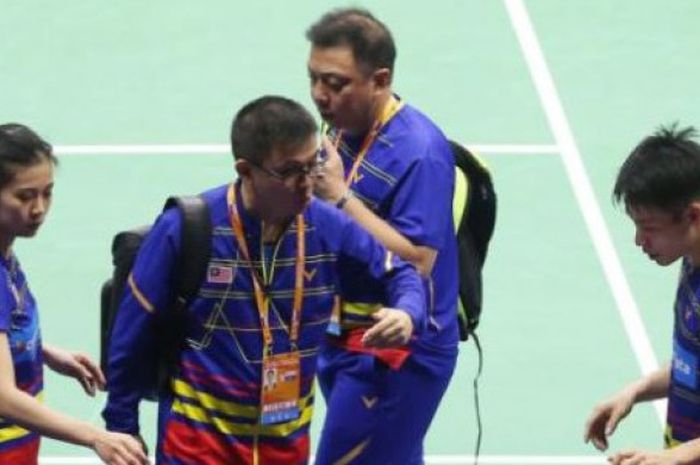  Pasangan ganda campuran Malaysia, Chan Peng Soon/Goh Liu Ying, saat berlaga di Kejuaraan Dunia 2018.  