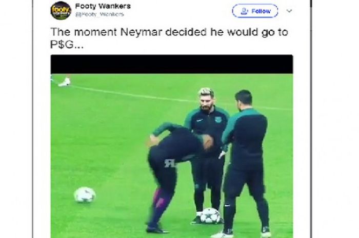 Video parodi menyindir rumor kepindahan Neymar ke PSG