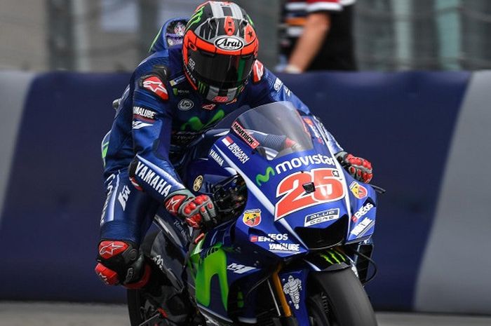 Pebalap tim Movistar Yamaha, Maverick Vinales, pada babak kualifikasi GP Austria, Sabtu (12/8/2017).