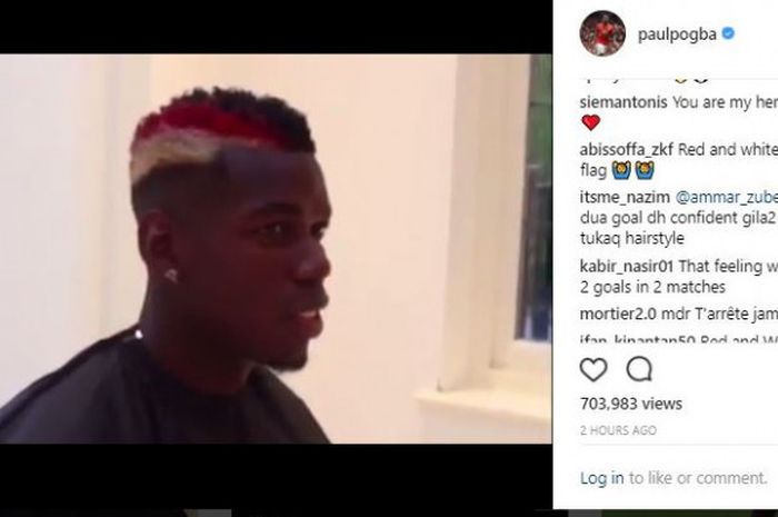 Gaya rambut terbaru Paul Pogba memiliki warna yang mirip dengan Bendera Indonesia