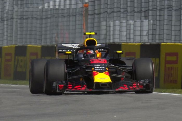 Max Verstappen berhasil menjadi yang tercepat saat FP1 GP Kanada di Sirkuit Gilles-Villeneuve, Montreal, Kanada, Jumat (8/6/2018).