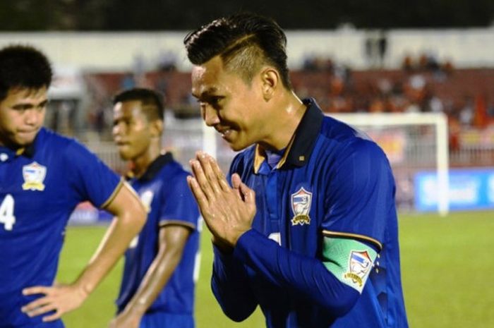 Penyerang sekaligus kapten timnas U-22 Thailand, Chenrop Samphaodi. 