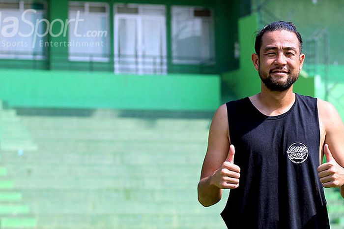 Pemain belakang Perseru Serui, Kunihiro Yamashita, saat mengikuti latihan di Stadion Gajayana Malang