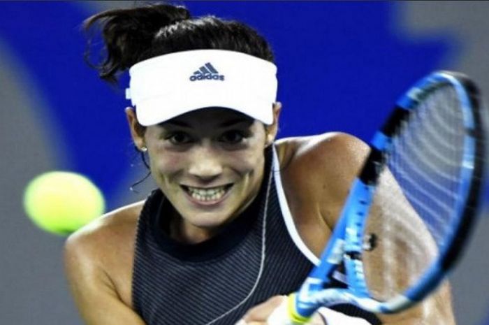 Garbine Muguruza saat bertanding di ajang Wuhan Open 2017.