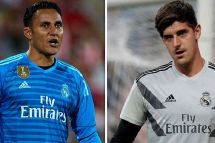 Kolase foto dua kiper Real Madrid, Keylor Navas (kiri) dan Thibaut Courtois (kanan).