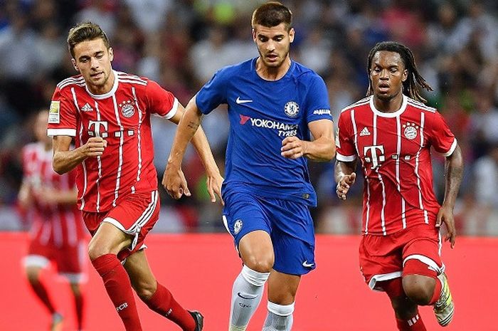 Alvaro Morata ketika melakukan debut untuk Chelsea saat melawan Bayern Muenchen, ICC 2017, Singapura, Selasa (25/5/2017)