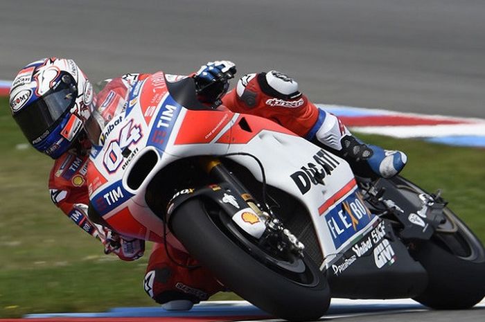 Pebalap tim Ducati, Andrea Dovizioso, saat di Sirkuit Brno.