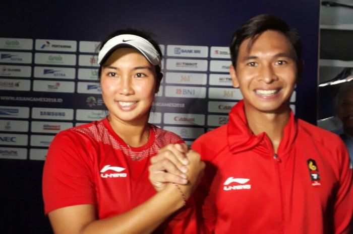 Christopher Rungkat/Aldila Sutjiadi di perempat final ganda campuran Asian Games 2018 pada Kamis (23/8/2018).