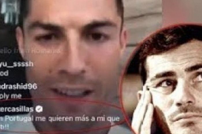 Iker Casillas berikan komentar saat Cristiano Ronaldo  siaran langsung di Instagram