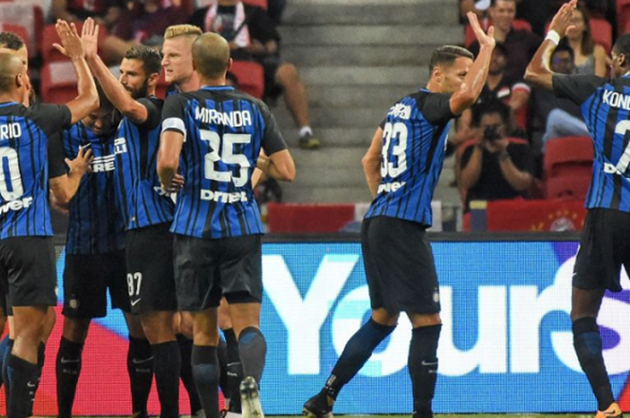 Inter Milan saat menghadai Bayern Muenchen di International Champions Cup Singapura 2017, Kamis (27/7/2017)