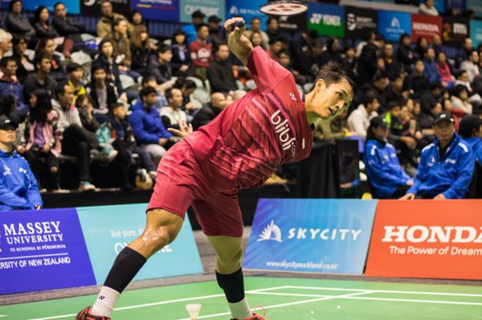 Jonatan Christie saat berlaga di babak pertama Skycity New Zealand Open 2017 di Auckland, Selandia Baru pada Rabu (2/7/2017).