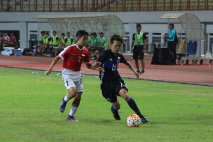 Timnas U-16 Jepang vs Singapura yang berlaga pada Kualifikasi Piala Asia U-16 grup J di Stadion Wibawa Mukti, Cikarang, Jumat (22/9/2017).