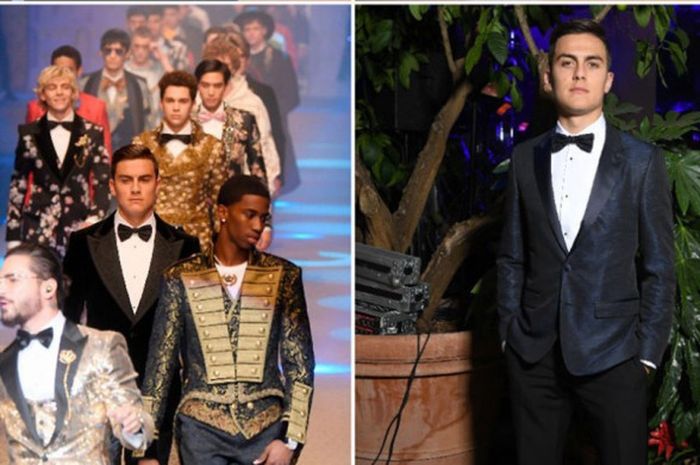 Paulo Dybala dalam acara Milan Fashion Week