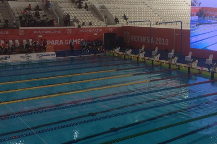 Suasana Aquatic Center GBK, Jakarta, saat menggelar cabor para swimming pada ajang Asian Pata Games 2018, Minggu (7/10/2018).