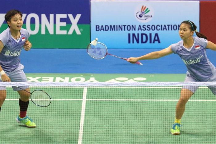 Pasangan ganda putri Indonesia, Greysia Polii/Apriyani Rahayu, tampil pada babak pertama India Terbuka yang berlangsung di Siri Fort Indoor Stadium, Rabu (31/1/2018).