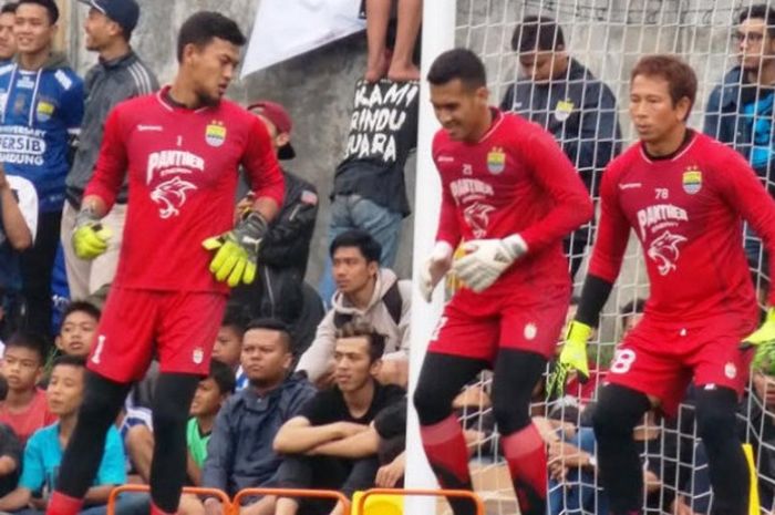 Kiper Persib Bandung, Mohammad Natshir  (kiri), Imam Arief Fadhillah (tengah), dan I Made Wirawan (kanan) 