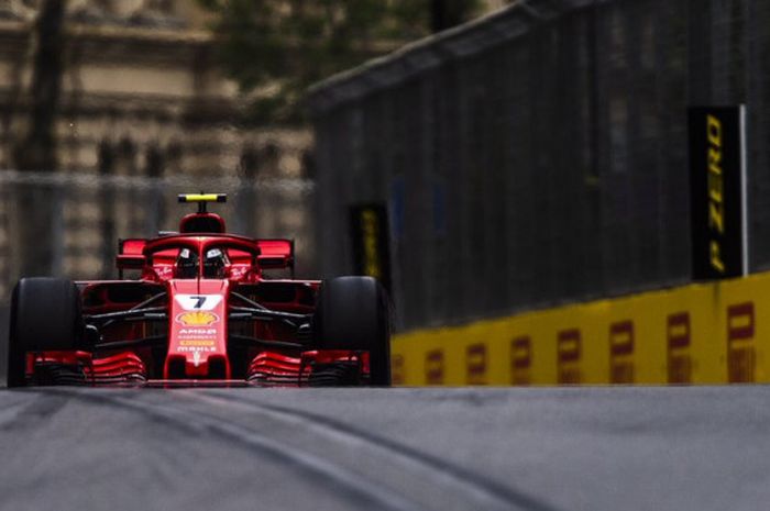 Pebalap Ferrari, Kimi Raikkonen, gagal meraih pole position pada kualifikasi GP Azerbaijan yang digelar di Sirkuit Baku City, Baku, Azerbaijan, Sabtu (28/4/2018).