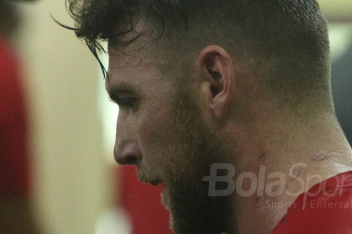  Penyerang Persija, Marko Simic, dalam sesi latihan kebugaran Macan Kemayoran di Executive Club Persada, Halim, Jakarta, Kamis (22/2/2018). 