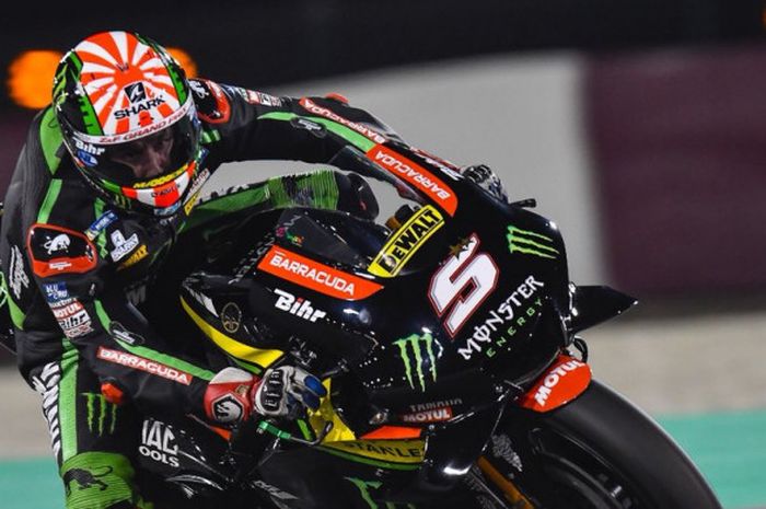 Johann Zarco saat menjalani salah satu sesi MotoGP seri Qatar 2018 yang berlangsung di Sirkuit Losail.