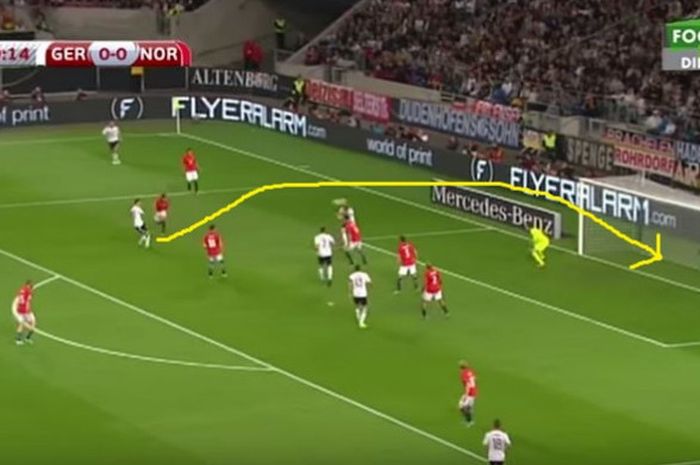 Gol Mesut Oezil pada laga Jerman vs Norwegia di Kualifikasi Piala Dunia 2018, Senin (2/2/2018)