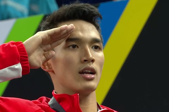 Tunggal putra Indonesia, Jonatan Christie, saat menjuarai tunggal putra SEA Games 2017 pada Selasa (29/8/2017) di Axiata Arena, Kuala Lumpur, Malaysia, setelah mengalahkan Khosit Phetpradab dari Thailand dengan skor 21-19 dan 21-10.