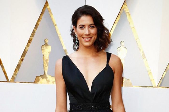 Petenis tunggal putri Spanyol, Garbine Muguruza, saat menghadiri karpet merah Academy Awards (Oscars) 2018 (4/3/2018).