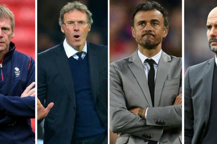 Dari kiri ke kanan, Stuart Pearce, Laurent Blanc, Luis Enrique, dan Pep Guardiola.