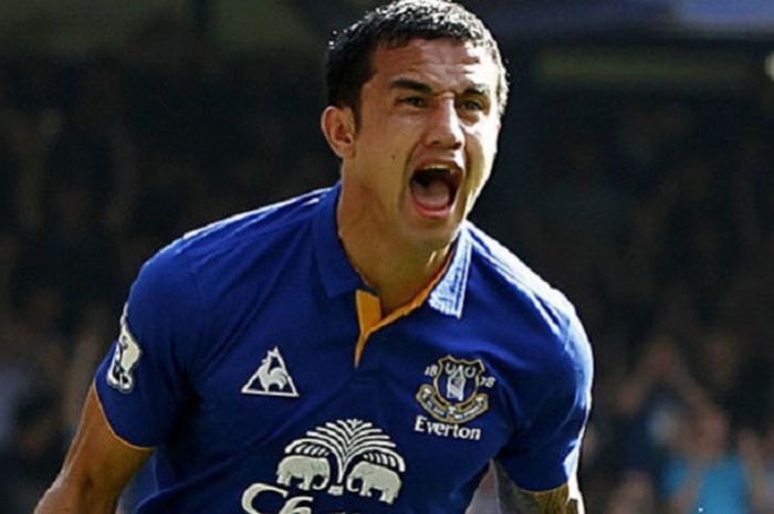 Tim Cahill kala berkostum Everton.