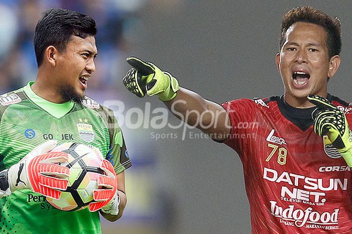 Dua kiper Persib Bandung, Muhammad Natshir (kiri) dan I Made Wirawan.