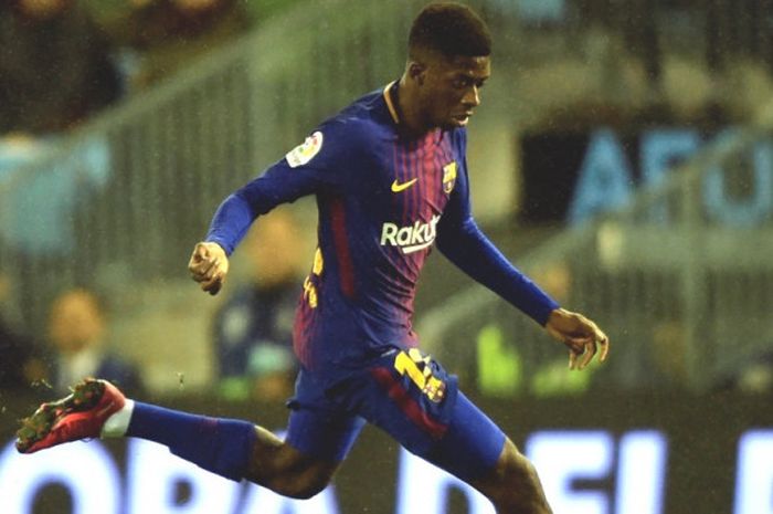 Aksi Ousmane Dembele dalam partai Copa del Rey antara Celta Vigo dan FC Barcelona di Balaidos,Vigo, 4 Januari 2018.