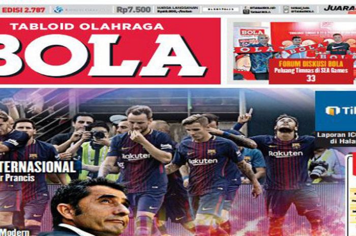 Wajah edisi terbaru Tabloid BOLA yang terbit Jumat, 28 Juli 2017.